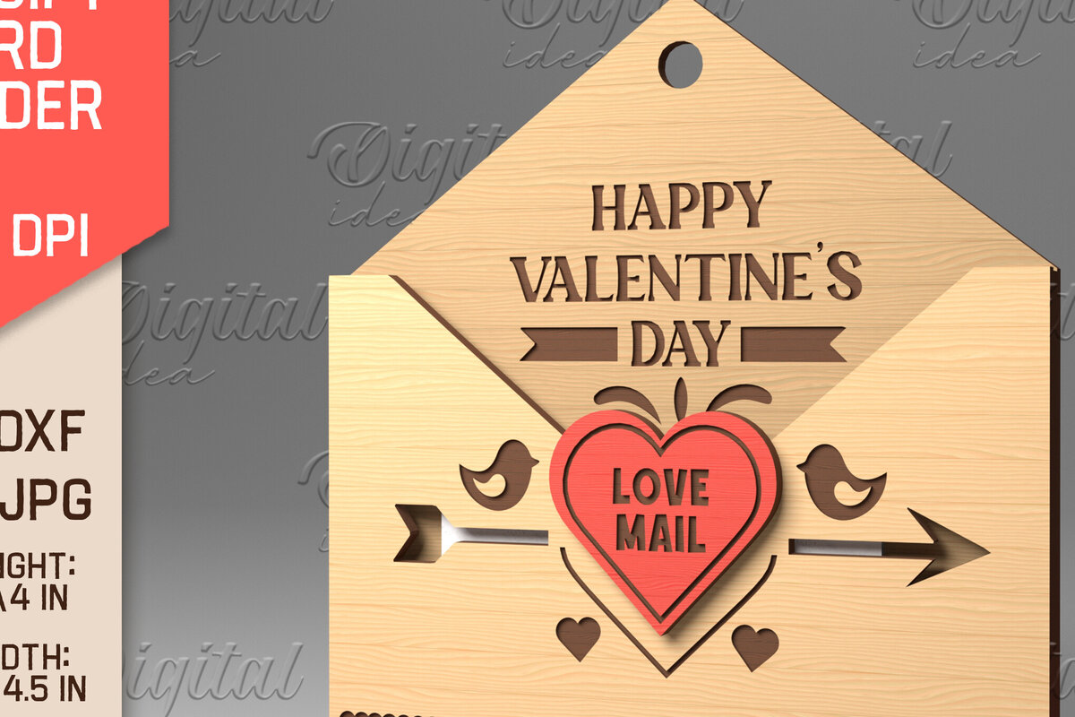 Intra απο ξύλο plywood 3mm-4mm πάχος – Κάτοχος δωροκάρτας με φάκελο για την ημέρα του Αγίου Βαλεντίνου Δίασταση  20x20 cm INTRAFABR-84070470