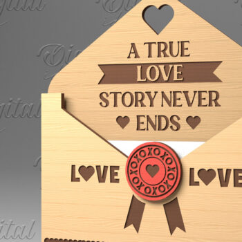 Intra απο ξύλο plywood 3mm-4mm πάχος – Κάτοχος δωροκάρτας με φάκελο για την ημέρα του Αγίου Βαλεντίνου Δίασταση  20x20 cm INTRAFABR-84069877 - Image 1