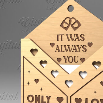 Intra απο ξύλο plywood 3mm-4mm πάχος – Κάτοχος δωροκάρτας με φάκελο για την ημέρα του Αγίου Βαλεντίνου Δίασταση  20x20 cm INTRAFABR-84069915 - Image 1