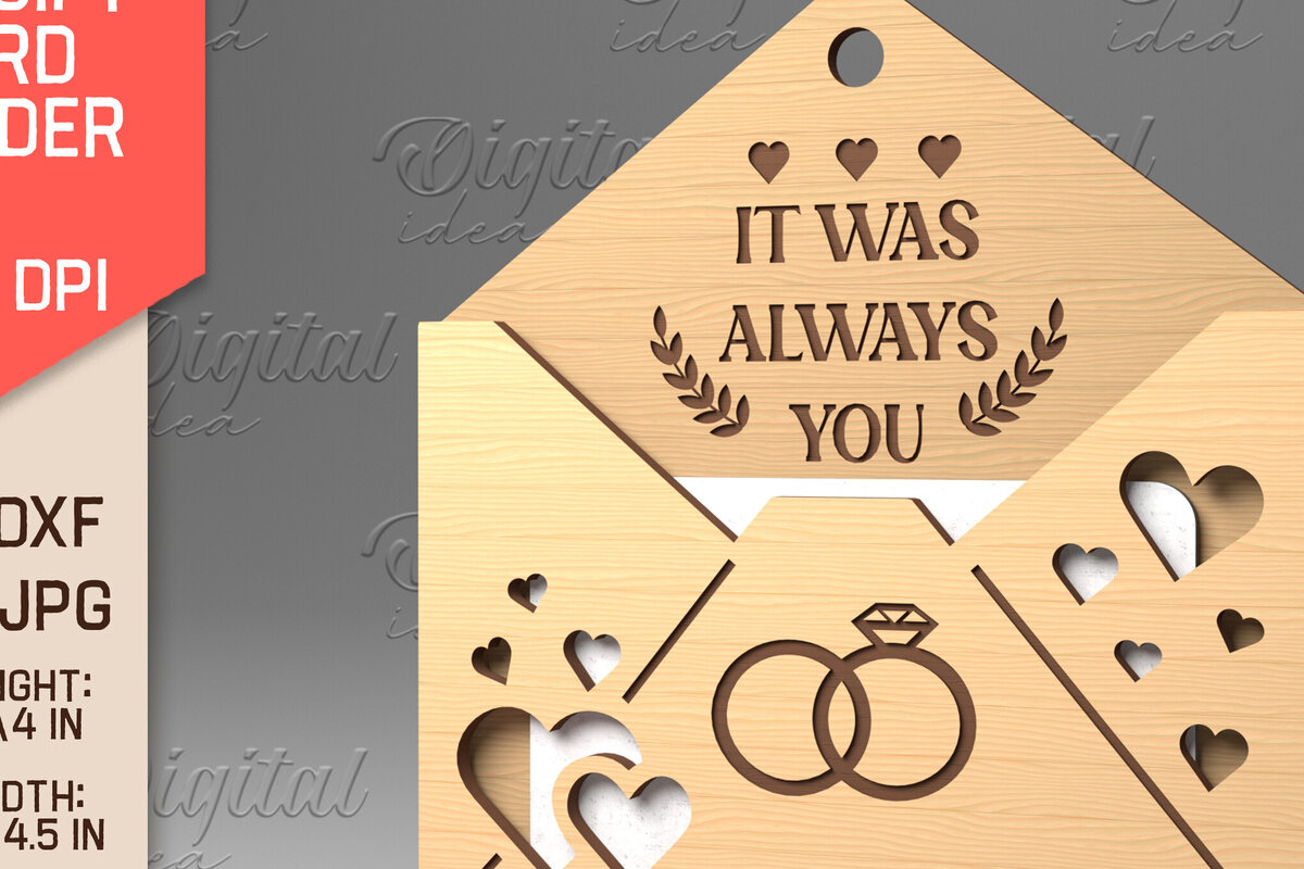 Intra απο ξύλο plywood 3mm-4mm πάχος – Κάτοχος δωροκάρτας με φάκελο για την ημέρα του Αγίου Βαλεντίνου Δίασταση  20x20 cm INTRAFABR-84069951