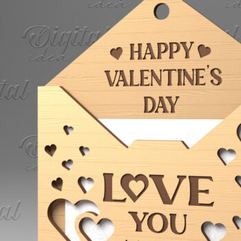 Intra απο ξύλο plywood 3mm-4mm πάχος – Κάτοχος δωροκάρτας με φάκελο για την ημέρα του Αγίου Βαλεντίνου Δίασταση  20x20 cm INTRAFABR-84070000 - Image 1