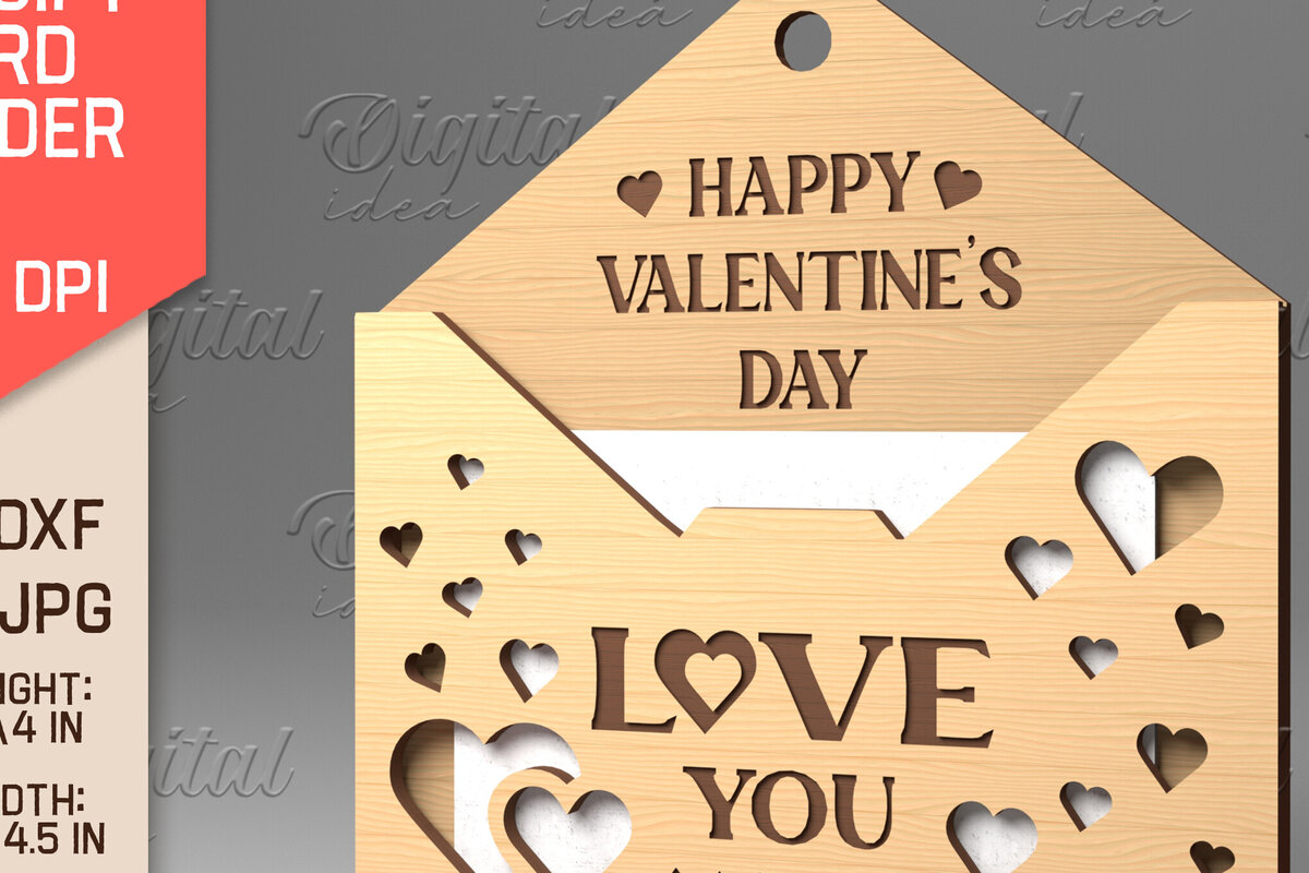 Intra απο ξύλο plywood 3mm-4mm πάχος – Κάτοχος δωροκάρτας με φάκελο για την ημέρα του Αγίου Βαλεντίνου Δίασταση  20x20 cm INTRAFABR-84070000