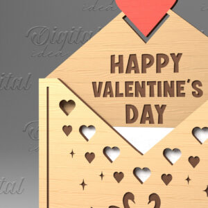 Intra απο ξύλο plywood 3mm-4mm πάχος – Κάτοχος δωροκάρτας με φάκελο για την ημέρα του Αγίου Βαλεντίνου Δίασταση  20x20 cm INTRAFABR-84070072