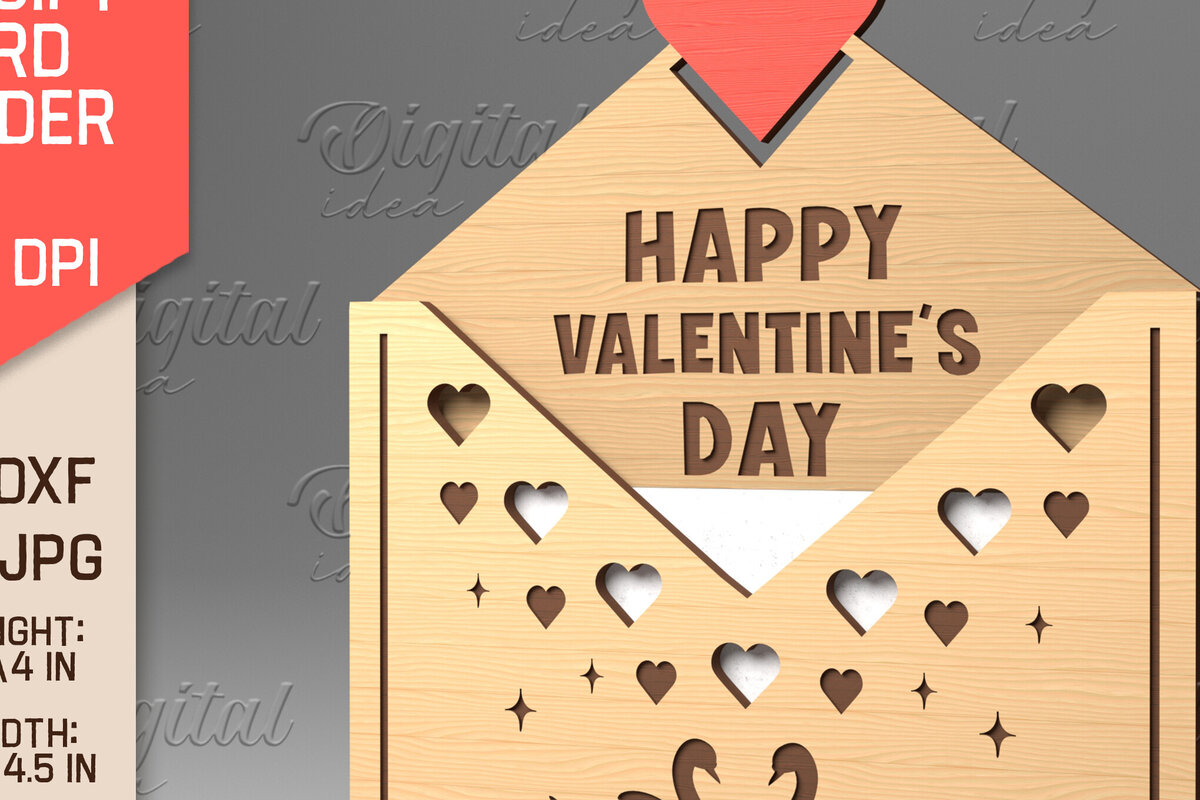 Intra απο ξύλο plywood 3mm-4mm πάχος – Κάτοχος δωροκάρτας με φάκελο για την ημέρα του Αγίου Βαλεντίνου Δίασταση  20x20 cm INTRAFABR-84070072