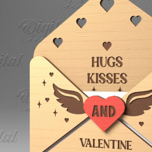 Intra απο ξύλο plywood 3mm-4mm πάχος – Κάτοχος δωροκάρτας με φάκελο για την ημέρα του Αγίου Βαλεντίνου Δίασταση  20x20 cm INTRAFABR-84070135