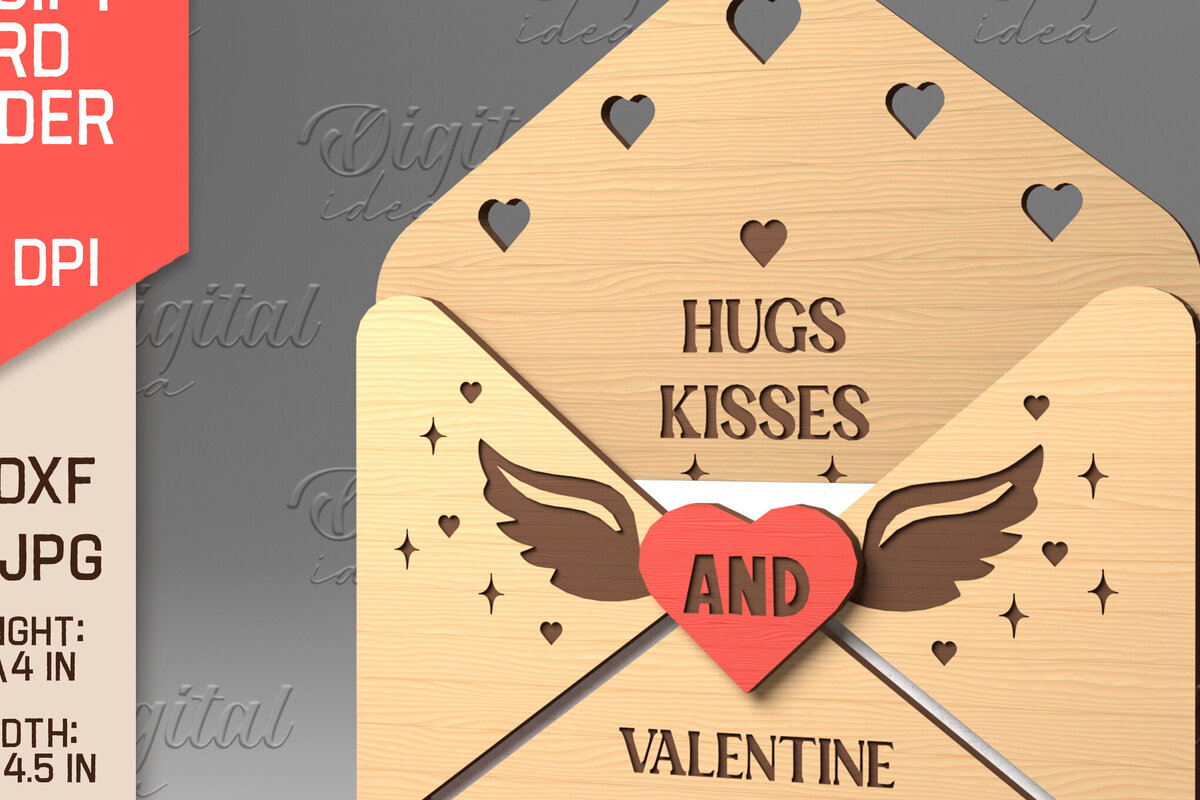 Intra απο ξύλο plywood 3mm-4mm πάχος – Κάτοχος δωροκάρτας με φάκελο για την ημέρα του Αγίου Βαλεντίνου Δίασταση  20x20 cm INTRAFABR-84070135