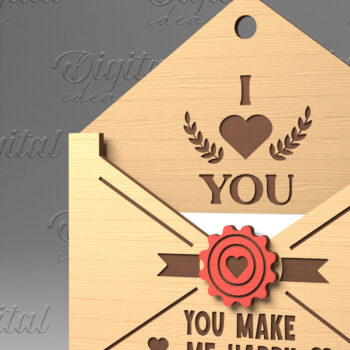 Intra απο ξύλο plywood 3mm-4mm πάχος – Κάτοχος δωροκάρτας με φάκελο για την ημέρα του Αγίου Βαλεντίνου Δίασταση  20x20 cm INTRAFABR-84070201 - Image 1