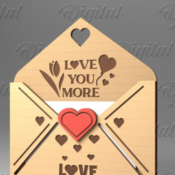 Intra απο ξύλο plywood 3mm-4mm πάχος – Κάτοχος δωροκάρτας με φάκελο για την ημέρα του Αγίου Βαλεντίνου Δίασταση  20x20 cm INTRAFABR-84070265 - Image 1