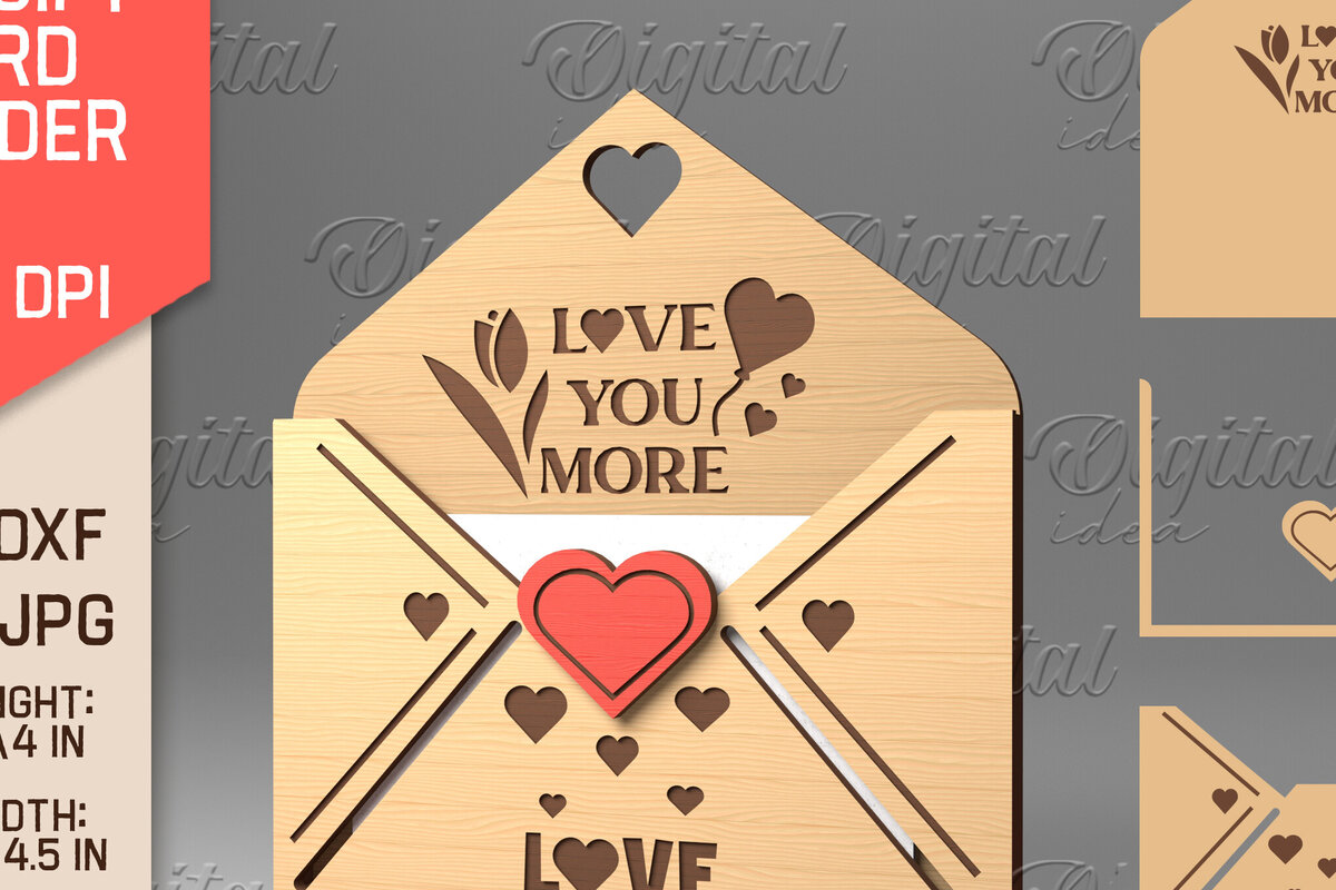 Intra απο ξύλο plywood 3mm-4mm πάχος – Κάτοχος δωροκάρτας με φάκελο για την ημέρα του Αγίου Βαλεντίνου Δίασταση  20x20 cm INTRAFABR-84070265