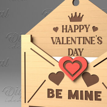 Intra απο ξύλο plywood 3mm-4mm πάχος – Κάτοχος δωροκάρτας με φάκελο για την ημέρα του Αγίου Βαλεντίνου Δίασταση  20x20 cm INTRAFABR-84069817 - Image 1