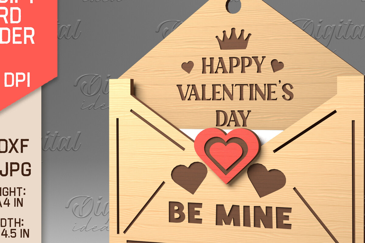 Intra απο ξύλο plywood 3mm-4mm πάχος – Κάτοχος δωροκάρτας με φάκελο για την ημέρα του Αγίου Βαλεντίνου Δίασταση  20x20 cm INTRAFABR-84069817