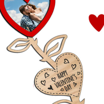 Intra απο ξύλο plywood 3mm-4mm πάχος – Δώρο λουλουδιών Αγίου Βαλεντίνου Heart Rose Δίασταση  20x20 cm INTRAFABR-114218622 - Image 1