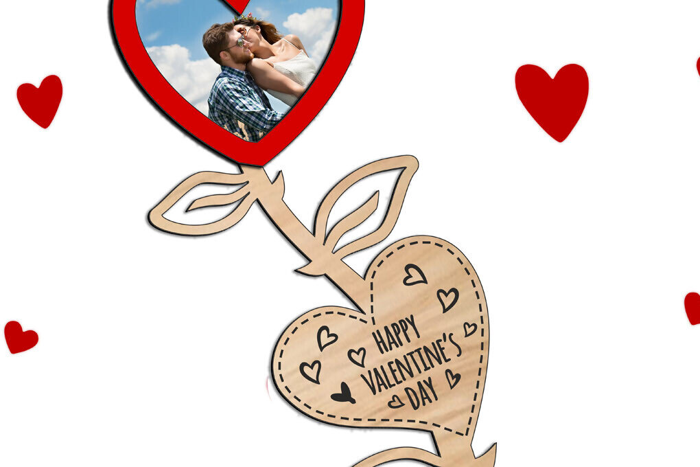 Intra απο ξύλο plywood 3mm-4mm πάχος – Δώρο λουλουδιών Αγίου Βαλεντίνου Heart Rose Δίασταση  20x20 cm INTRAFABR-114218622