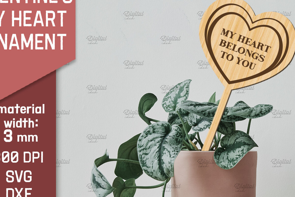 Intra απο ξύλο plywood 3mm-4mm πάχος – Στολίδι για την ημέρα του Αγίου Βαλεντίνου με λέιζερ Δίασταση  20x20 cm INTRAFABR-85476039