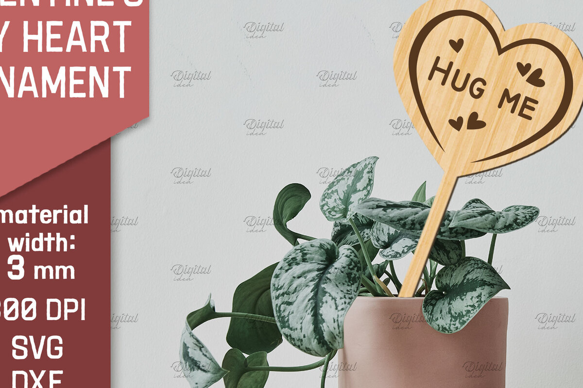 Intra απο ξύλο plywood 3mm-4mm πάχος – Στολίδι για την ημέρα του Αγίου Βαλεντίνου με λέιζερ Δίασταση  20x20 cm INTRAFABR-85475596