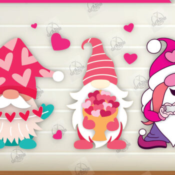 Intra απο ξύλο plywood 3mm-4mm πάχος – Πακέτο Gnomes με στρώσεις για την ημέρα του Αγίου Βαλεντίνου Δίασταση  20x20 cm INTRAFABR-112336253 - Image 1