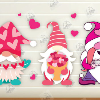 Intra απο ξύλο plywood 3mm-4mm πάχος – Πακέτο Gnomes με στρώσεις για την ημέρα του Αγίου Βαλεντίνου Δίασταση  20x20 cm INTRAFABR-112336253 - Image 2