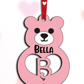 Intra απο ξύλο plywood 3mm-4mm πάχος – Δώρο για την ημέρα του Αγίου Βαλεντίνου Letter B Love Bear Δίασταση  20x20 cm INTRAFABR-115168292 - Image 1