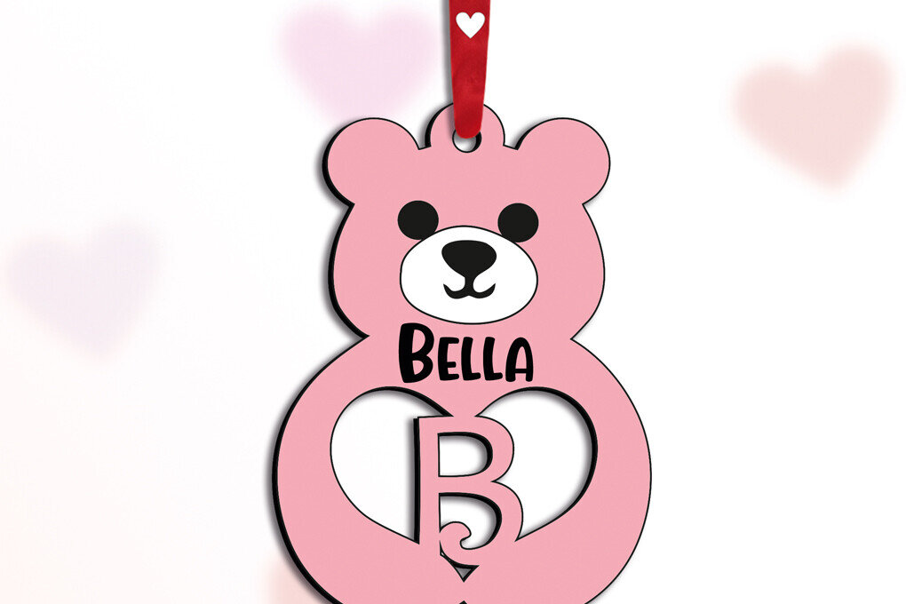 Intra απο ξύλο plywood 3mm-4mm πάχος – Δώρο για την ημέρα του Αγίου Βαλεντίνου Letter B Love Bear Δίασταση  20x20 cm INTRAFABR-115168292