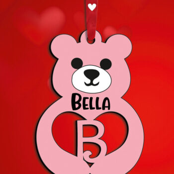 Intra απο ξύλο plywood 3mm-4mm πάχος – Δώρο για την ημέρα του Αγίου Βαλεντίνου Letter B Love Bear Δίασταση  20x20 cm INTRAFABR-115168292 - Image 2