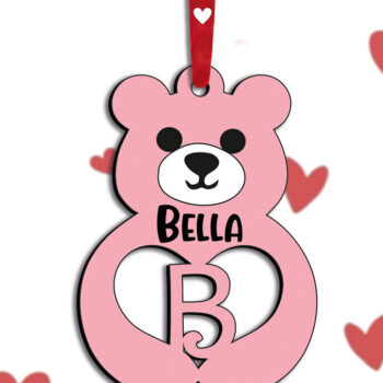 Intra απο ξύλο plywood 3mm-4mm πάχος – Δώρο για την ημέρα του Αγίου Βαλεντίνου Letter B Love Bear Δίασταση  20x20 cm INTRAFABR-115168292 - Image 3