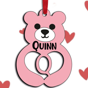 Intra απο ξύλο plywood 3mm-4mm πάχος – Ημέρα του Αγίου Βαλεντίνου Love Bear Letter Q Laser Δίασταση  20x20 cm INTRAFABR-115304350 - Image 2