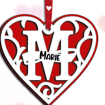 Intra απο ξύλο plywood 3mm-4mm πάχος – Μονόγραμμα Ημέρα του Αγίου Βαλεντίνου Γράμμα M Love Δίασταση  20x20 cm INTRAFABR-115370122 - Image 2