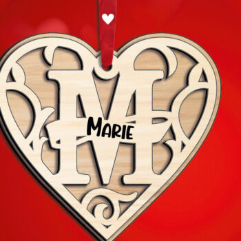 Intra απο ξύλο plywood 3mm-4mm πάχος – Μονόγραμμα Ημέρα του Αγίου Βαλεντίνου Γράμμα M Love Δίασταση  20x20 cm INTRAFABR-115370122 - Image 3