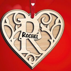 Intra απο ξύλο plywood 3mm-4mm πάχος – Μονόγραμμα Ημέρα του Αγίου Βαλεντίνου Γράμμα R αγάπη Δίασταση 20x20 cm INTRAFABR-115467470