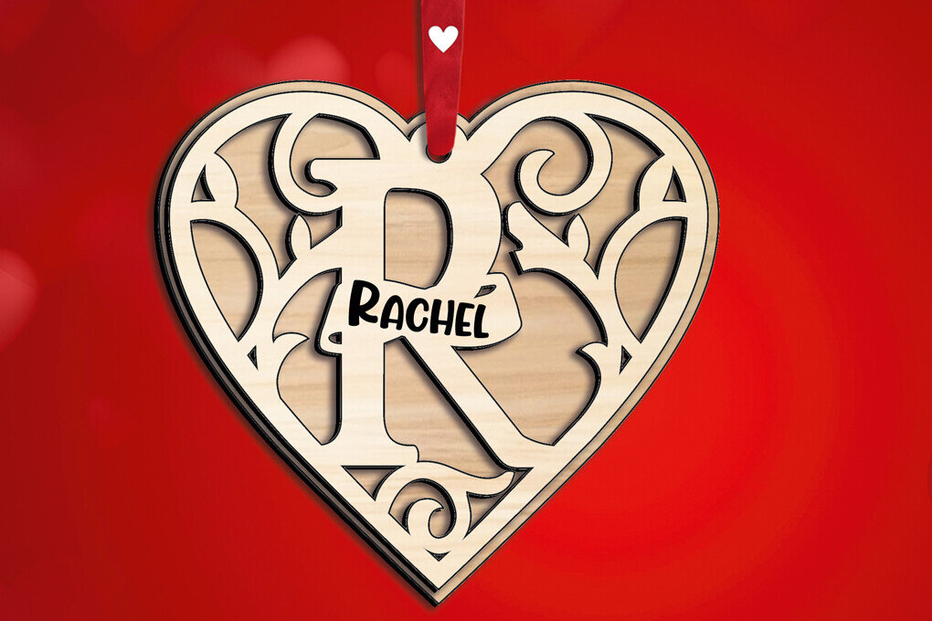 Intra απο ξύλο plywood 3mm-4mm πάχος – Μονόγραμμα Ημέρα του Αγίου Βαλεντίνου Γράμμα R αγάπη Δίασταση  20x20 cm INTRAFABR-115467470