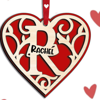 Intra απο ξύλο plywood 3mm-4mm πάχος – Μονόγραμμα Ημέρα του Αγίου Βαλεντίνου Γράμμα R αγάπη Δίασταση  20x20 cm INTRAFABR-115467470 - Image 2