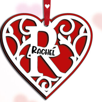 Intra απο ξύλο plywood 3mm-4mm πάχος – Μονόγραμμα Ημέρα του Αγίου Βαλεντίνου Γράμμα R αγάπη Δίασταση  20x20 cm INTRAFABR-115467470 - Image 3