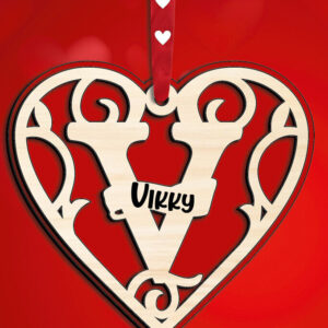 Intra απο ξύλο plywood 3mm-4mm πάχος – Μονόγραμμα Ημέρα του Αγίου Βαλεντίνου Letter V Love Δίασταση 20x20 cm INTRAFABR-115467211