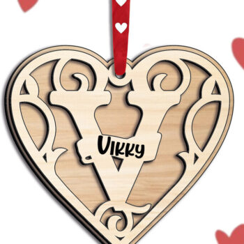 Intra απο ξύλο plywood 3mm-4mm πάχος – Μονόγραμμα Ημέρα του Αγίου Βαλεντίνου Letter V Love Δίασταση  20x20 cm INTRAFABR-115467211 - Image 2