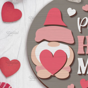 Intra απο ξύλο plywood 3mm-4mm πάχος – Λέιζερ στολίδι για την ημέρα του Αγίου Βαλεντίνου. Gnome Δίασταση  20x20 cm INTRAFABR-85707399 - Image 1