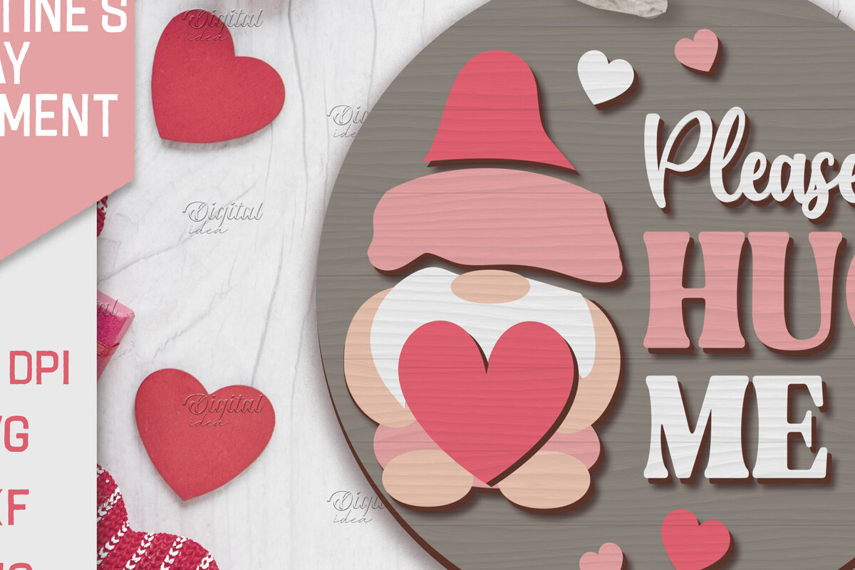 Intra απο ξύλο plywood 3mm-4mm πάχος – Λέιζερ στολίδι για την ημέρα του Αγίου Βαλεντίνου. Gnome Δίασταση  20x20 cm INTRAFABR-85707399