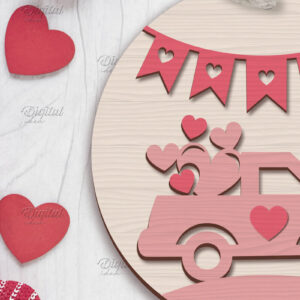 Intra απο ξύλο plywood 3mm-4mm πάχος – Λέιζερ στολίδι για την ημέρα του Αγίου Βαλεντίνου. Φορτηγό Δίασταση  20x20 cm INTRAFABR-85707185