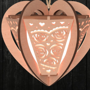 Intra απο ξύλο plywood 3mm-4mm πάχος – Φανάρι με ροζ καρδιά για την ημέρα του Αγίου Βαλεντίνου Δίασταση 20x20 cm INTRAFABR-112203096
