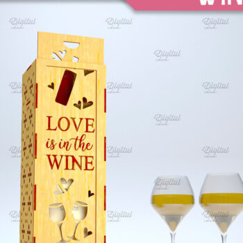 Intra απο ξύλο plywood 3mm-4mm πάχος – Valentine Day Wine Box. 3D LaserCut Δίασταση  20x20 cm INTRAFABR-84294205 - Image 1