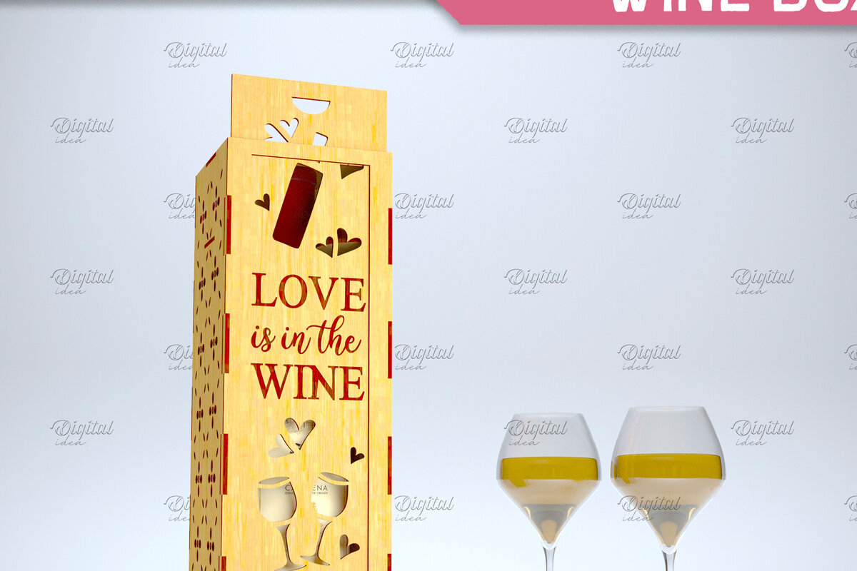 Intra απο ξύλο plywood 3mm-4mm πάχος – Valentine Day Wine Box. 3D LaserCut Δίασταση  20x20 cm INTRAFABR-84294205