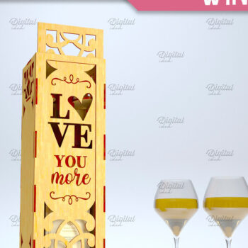 Intra απο ξύλο plywood 3mm-4mm πάχος – Valentine Day Wine Box. 3D LaserCut Δίασταση  20x20 cm INTRAFABR-84294549 - Image 1
