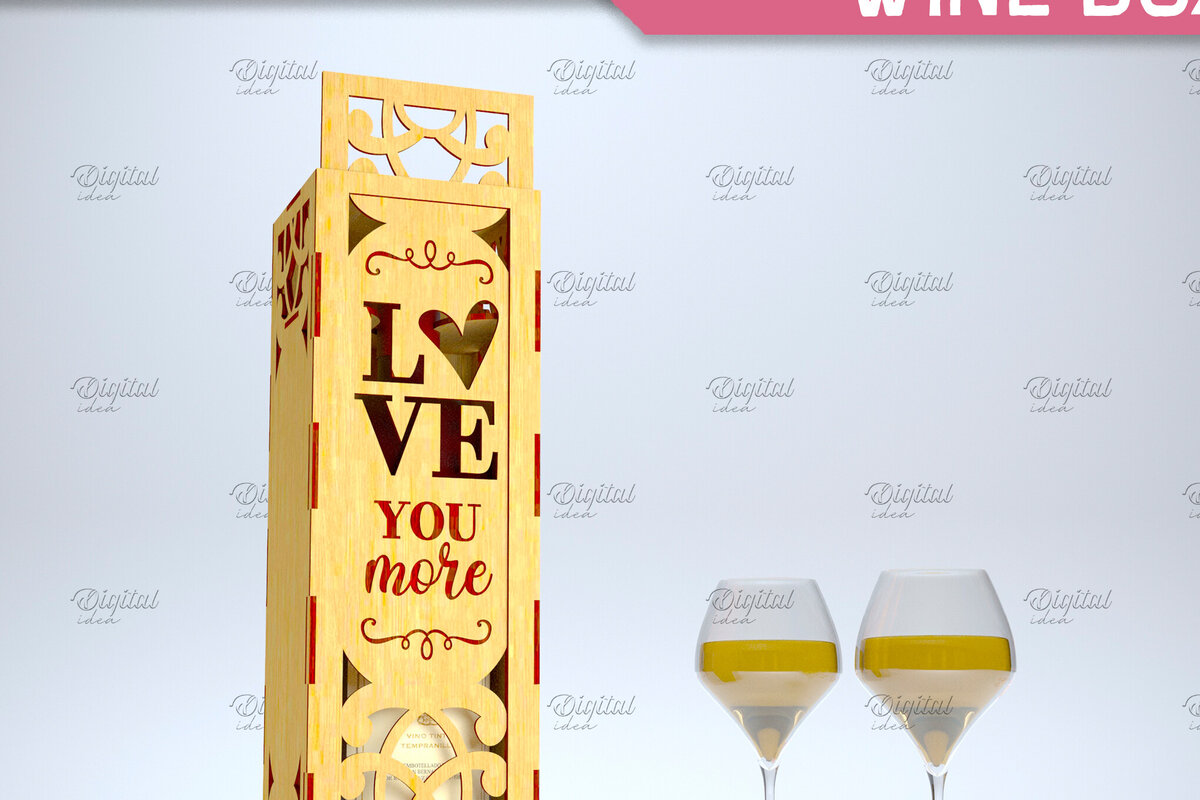 Intra απο ξύλο plywood 3mm-4mm πάχος – Valentine Day Wine Box. 3D LaserCut Δίασταση  20x20 cm INTRAFABR-84294549