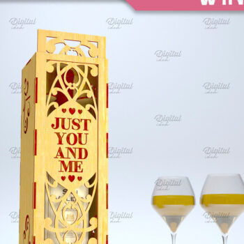 Intra απο ξύλο plywood 3mm-4mm πάχος – Valentine Day Wine Box. 3D LaserCut Δίασταση  20x20 cm INTRAFABR-84294611 - Image 1