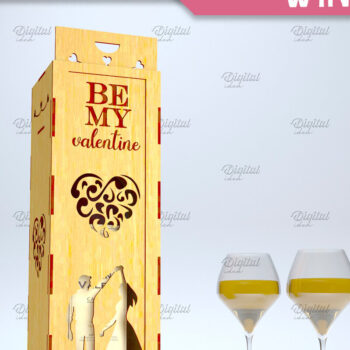 Intra απο ξύλο plywood 3mm-4mm πάχος – Valentine Day Wine Box. 3D LaserCut Δίασταση  20x20 cm INTRAFABR-84294680 - Image 1