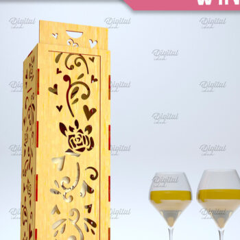 Intra απο ξύλο plywood 3mm-4mm πάχος – Valentine Day Wine Box. 3D LaserCut Δίασταση  20x20 cm INTRAFABR-84294735 - Image 1