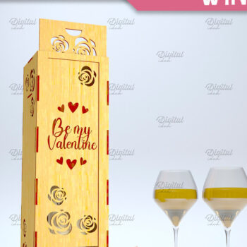 Intra απο ξύλο plywood 3mm-4mm πάχος – Valentine Day Wine Box. 3D LaserCut Δίασταση  20x20 cm INTRAFABR-84294097 - Image 1