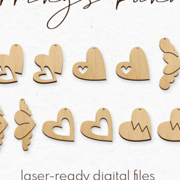 Intra απο ξύλο plywood 3mm-4mm πάχος – Σκουλαρίκια Αγίου Βαλεντίνου Πακέτο Cut Laser Δίασταση  5x5 cm INTRAFABR-58760805 - Image 1