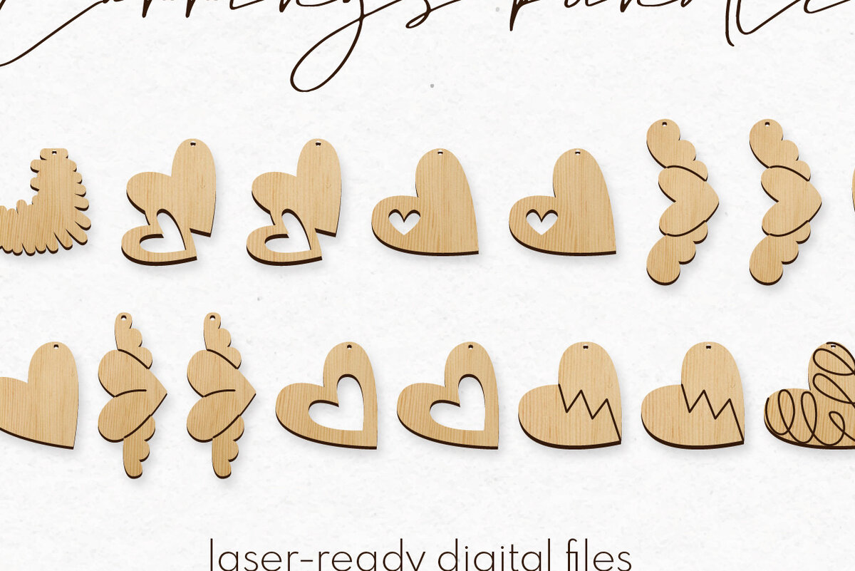 Intra απο ξύλο plywood 3mm-4mm πάχος – Σκουλαρίκια Αγίου Βαλεντίνου Πακέτο Cut Laser Δίασταση  5x5 cm INTRAFABR-58760805