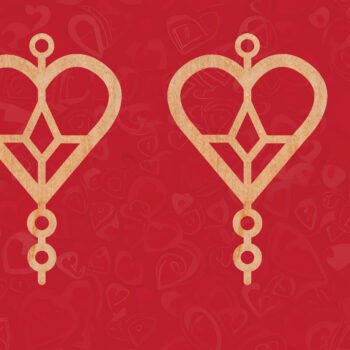 Intra απο ξύλο plywood 3mm-4mm πάχος – Σκουλαρίκια Valentine Δίασταση  5x5 cm INTRAFABR-57525754 - Image 1