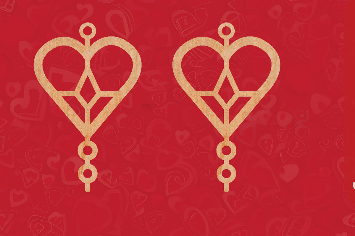 Intra απο ξύλο plywood 3mm-4mm πάχος – Σκουλαρίκια Valentine Δίασταση  5x5 cm INTRAFABR-57525754